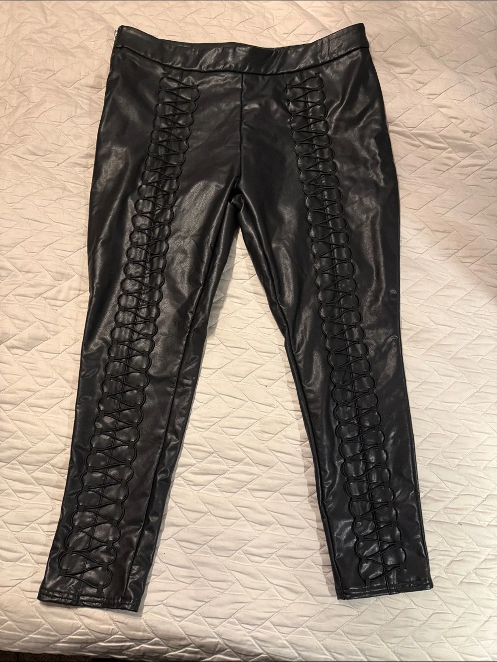 Disturbia Black Lace-Up Faux Leather Leggings - Picture 10 of 14